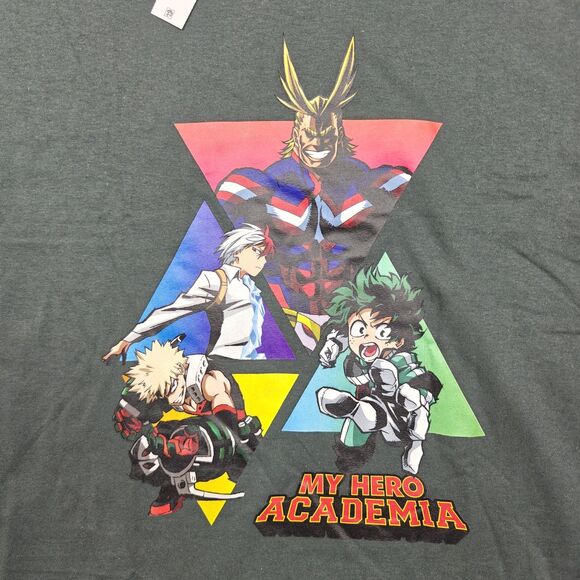 My Hero Academia MHA Triangles T-shirt Men's 2XL 50/52 Gray Manga Anime Deku NWT - Picture 2 of 5